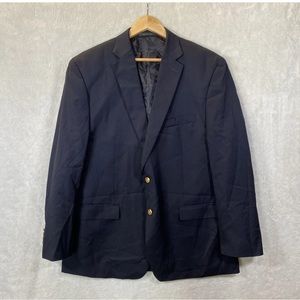Ralph Lauren Sport Jacket Mens Navy Blue Wool Blend Blazer Gold Button Size 46R